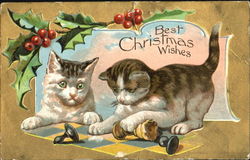 Best Christmas Wishes Cats Postcard Postcard