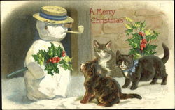 A Merry Christmas Cats Postcard Postcard