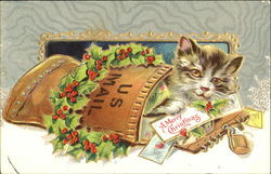 A Merry Christmas Cats Postcard Postcard