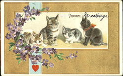 Valentine Greetings Cats Postcard Postcard