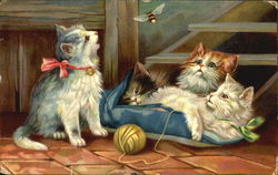 Playful Kittens with Bee Postcard