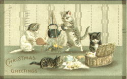 Christmas Greetings Cats Postcard Postcard