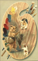 Animals and Pallette Multiple Animals Postcard Postcard