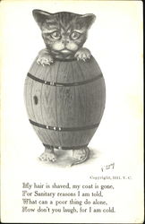 Cat In Barrel Cats Postcard Postcard