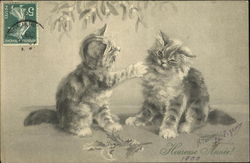 Heureuse Annee! Cats Postcard Postcard