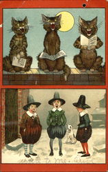 Singing Cats on Fence Postcard Postcard