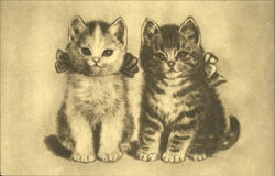 Kittens with Bows Cats Postcard Postcard