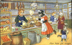 Aber Bitte Gut Wiegen Cats Postcard Postcard