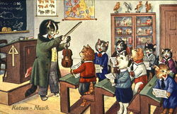 Katzen Musik Cats Postcard Postcard