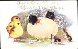 Just To Greet You With Easter's Best Wishes Cats Postcard Postcard