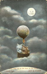 Half Day Trip To The Man In The Moon Good By To Earth Cats Postcard Postcard