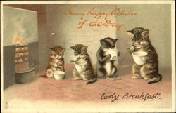 "Early Breakfast" - Kittens Postcard