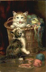 Cats in Laundry Basket Postcard