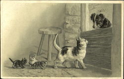 Cat with Kittens Cats Postcard Postcard