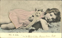 Girl with Cats Postcard Postcard