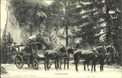 Splugenpost Stage Coach & Horses Postcard