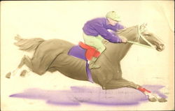 Embossed Jockey on Horse Postcard