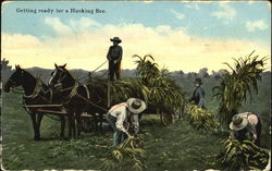 Getting Ready For A Husking Bee Farming Postcard Postcard