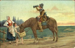 Old Soldier on Horse Postcard