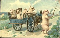 Pigs in Wagon Postcard Postcard