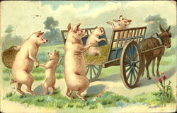 Pigs in Wagon Postcard Postcard