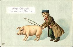 Viel Gluck Im Neuen Jahre Pigs Postcard Postcard