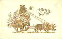 A Happy New Year Pigs Postcard Postcard