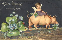 Viel Gluck In Neuen Jahre Pigs Postcard Postcard