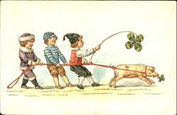 Children Pigs Postcard Postcard