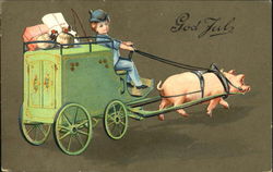 God Jul Pigs Postcard Postcard