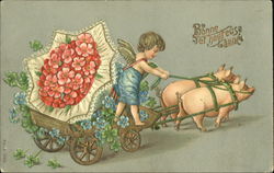 Bonne Setheureuse Anner Pigs Postcard Postcard