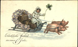 Gluckliche Fahrt Insneue Fahr Pigs Postcard Postcard