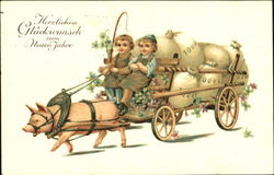 Herzlichen Gluckwunsch Zum Neuen Jahre Pigs Postcard Postcard