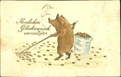 Herzlichen Gluckwunsch Zum Neuen Jahre Pigs Postcard Postcard