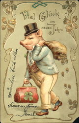 Viel Gluck Im Neuen Jahre Pigs Postcard Postcard