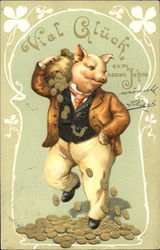 Viel Gluck Im Neuen Jahre Pigs Postcard Postcard