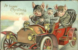 A Happy Christmas To You Pigs Postcard Postcard