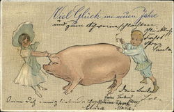 Viel Glück Im Neuen Jahre Pigs Postcard Postcard