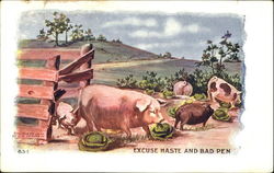 Excuse Haste And Bad Pen Postcard