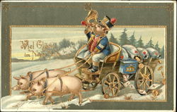 Viel Gluck Im Neuen Jahre Pigs Postcard Postcard