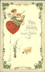 Viel Gluck Im Neuen Jahre Pigs Postcard Postcard