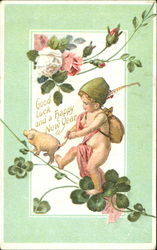 Good Luck And A Happy New Year Postcard