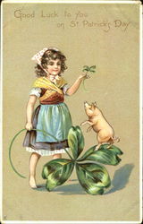 Good Luck To You On St. Patrick's Day Pigs Postcard Postcard