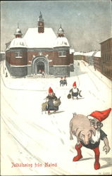 Julhalsning Fran Malmo Pigs Postcard Postcard