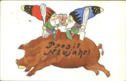 Prosit Neujahr! Pigs Postcard Postcard