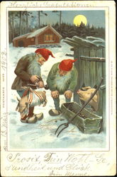 Elves Pigs Postcard Postcard