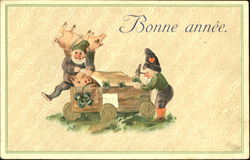 Bonne Annee Pigs Postcard Postcard