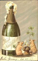 Prosit Neujahr! Pigs Postcard Postcard