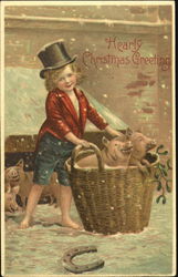 Hearty Christmas Greeting Postcard