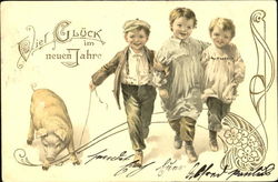 Vier Gluck Im Neuen Jahre Pigs Postcard Postcard